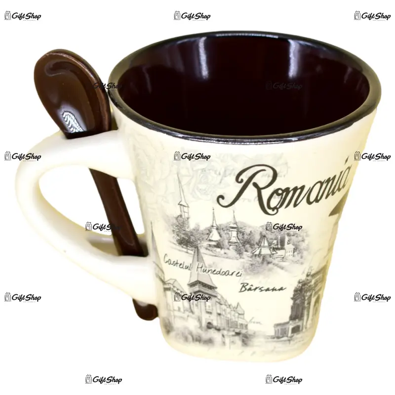 Cana cu lingurita realizate din ceramica – design romania e