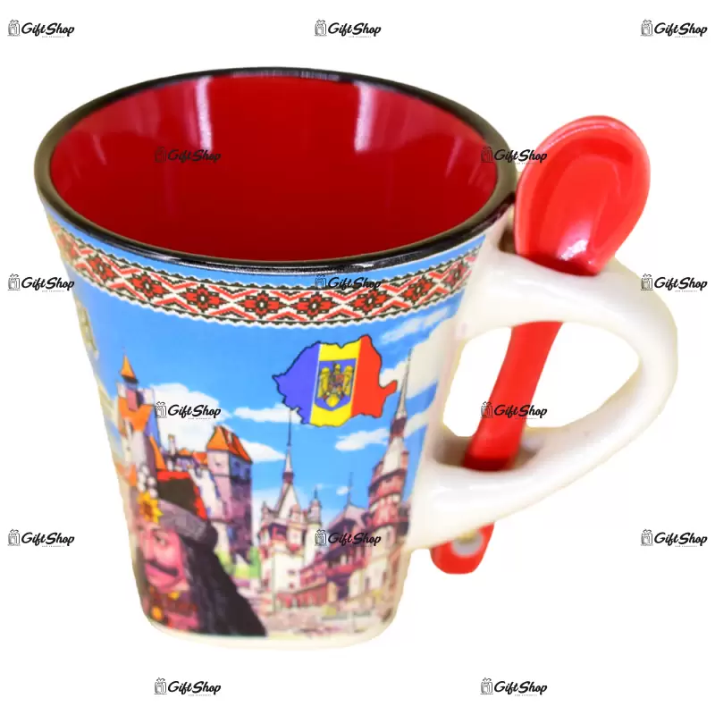 Cana cu lingurita realizate din ceramica – design romania d