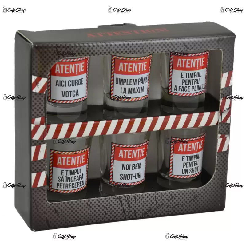 Attention, set 6 pahare realizate din sticla