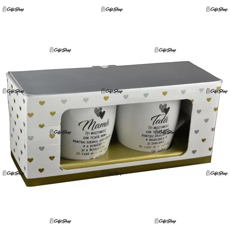 Pentru mama & tata, set 2 cani cu mesaje
