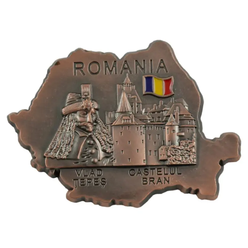 Vlad tepes, castelul bran, magnet harta din metal