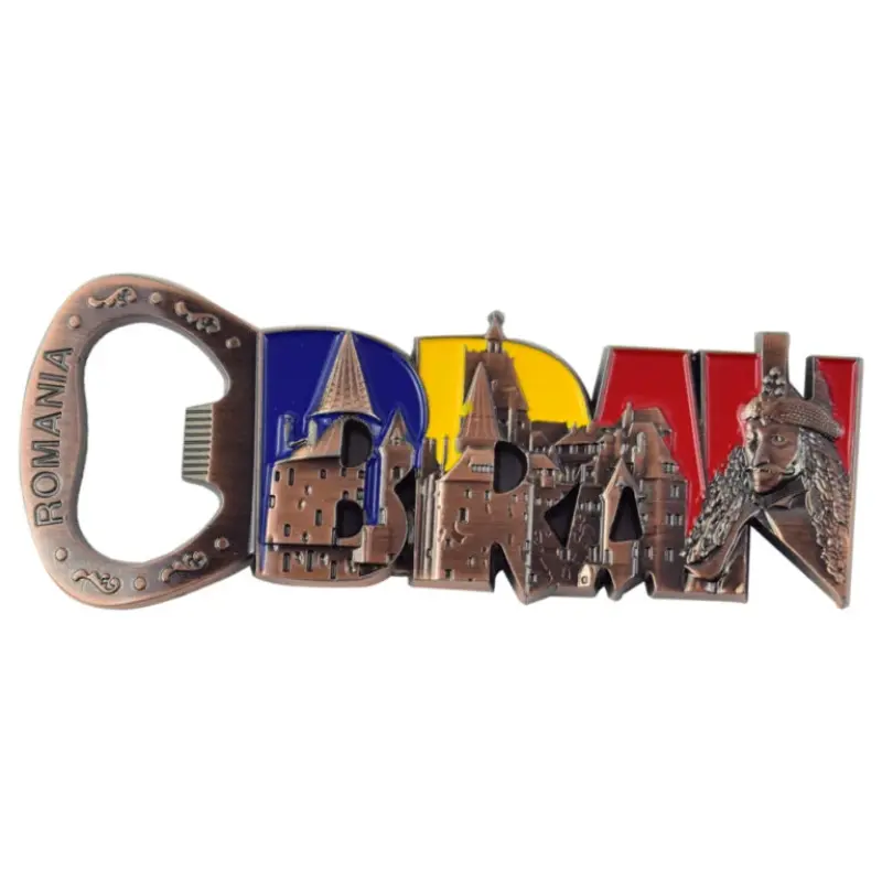 Bran, romania, desfacator de sticle , magnet romaniaornament metal