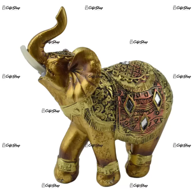 Figurina elefant din rasina aurie 12 cm