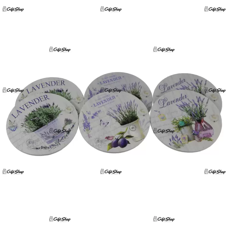 Set 6 suporturi cu carcasa pentru pahare – lavanda casuta