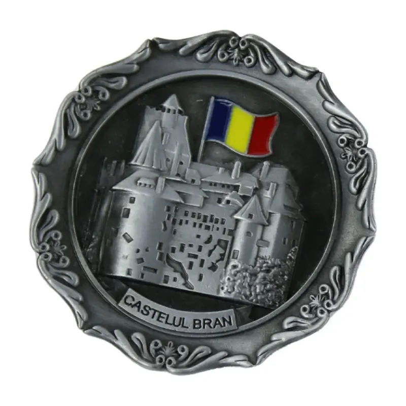 Castelul bran, magnet rotund frigider din metal, 7 cm