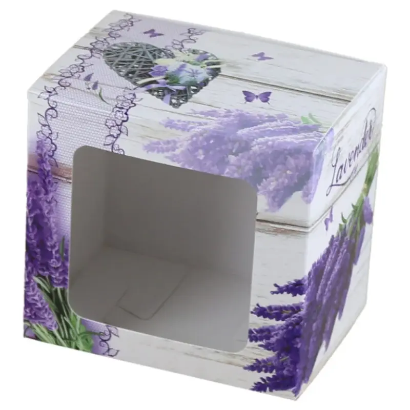 Cutie cadou cana, model lavanda, 11x9x11 cm