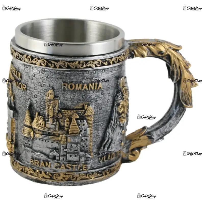 Cana din metal si rasina, romania, castele 9×11 cm