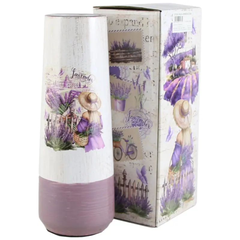 Vaza din ceramica lavender 9×25 cm, in cutie decorativa, m.262