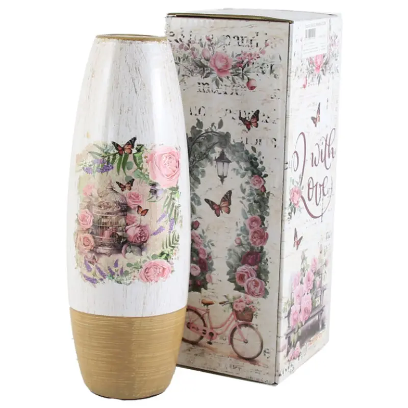 Vaza din ceramica roses 9×25 cm, in cutie decorativa, m.282