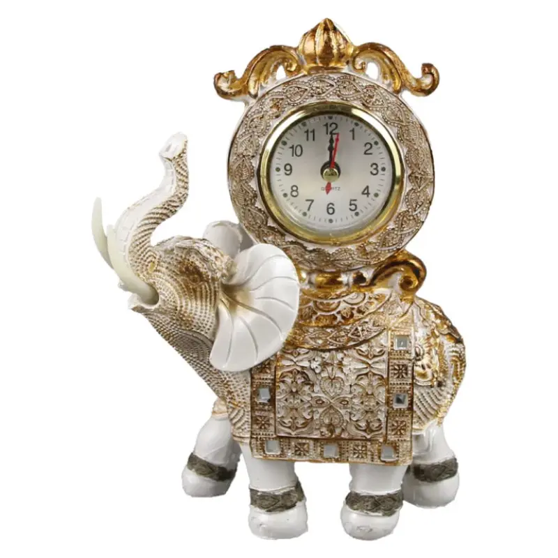 Ceas de masa din rasina, cu elefant, 15×20 cm