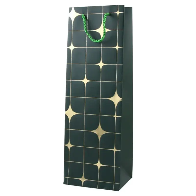 Punga cadou bauturi, din hartie, 12×35 cm, design auriu