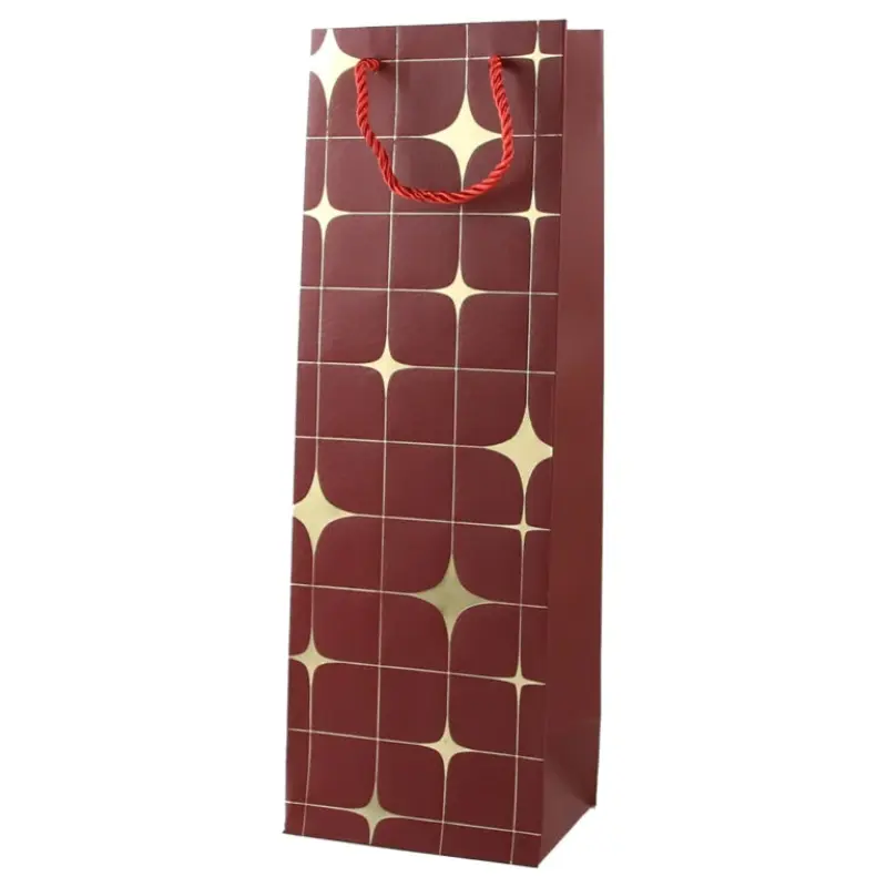 Punga cadou bauturi, din hartie, 12×35 cm, design auriu