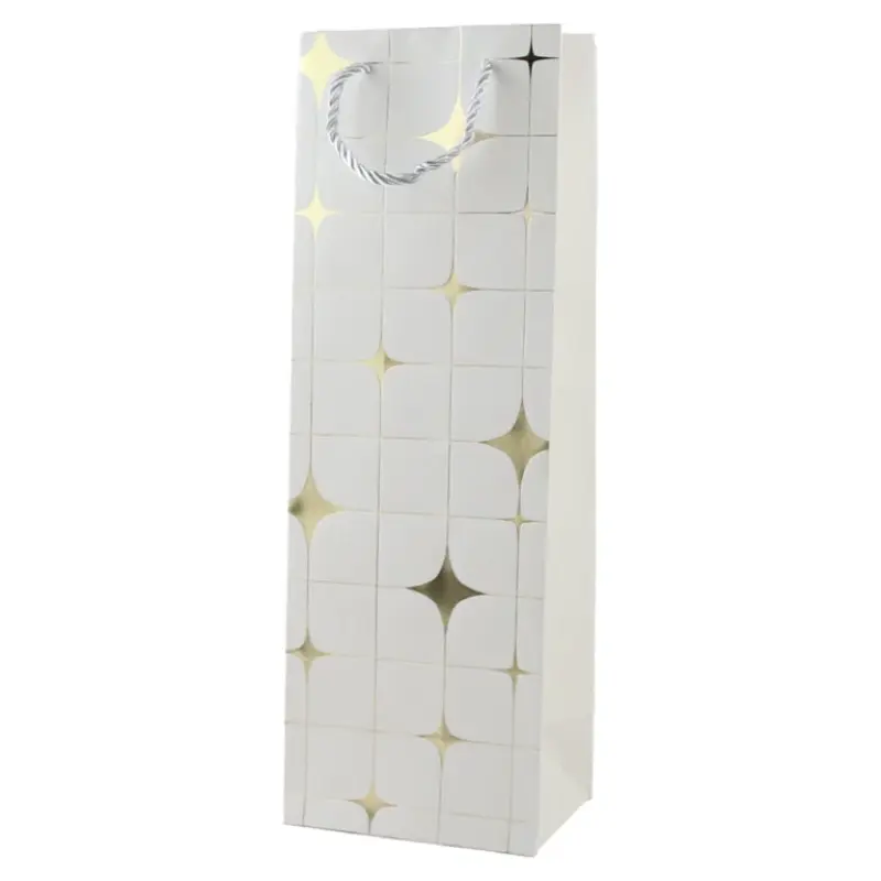 Punga cadou bauturi, din hartie, 12×35 cm, design auriu