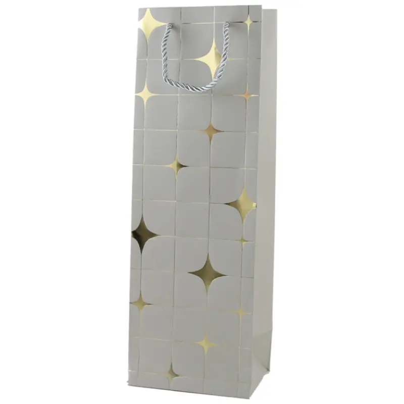 Punga cadou bauturi, din hartie, 12×35 cm, design auriu