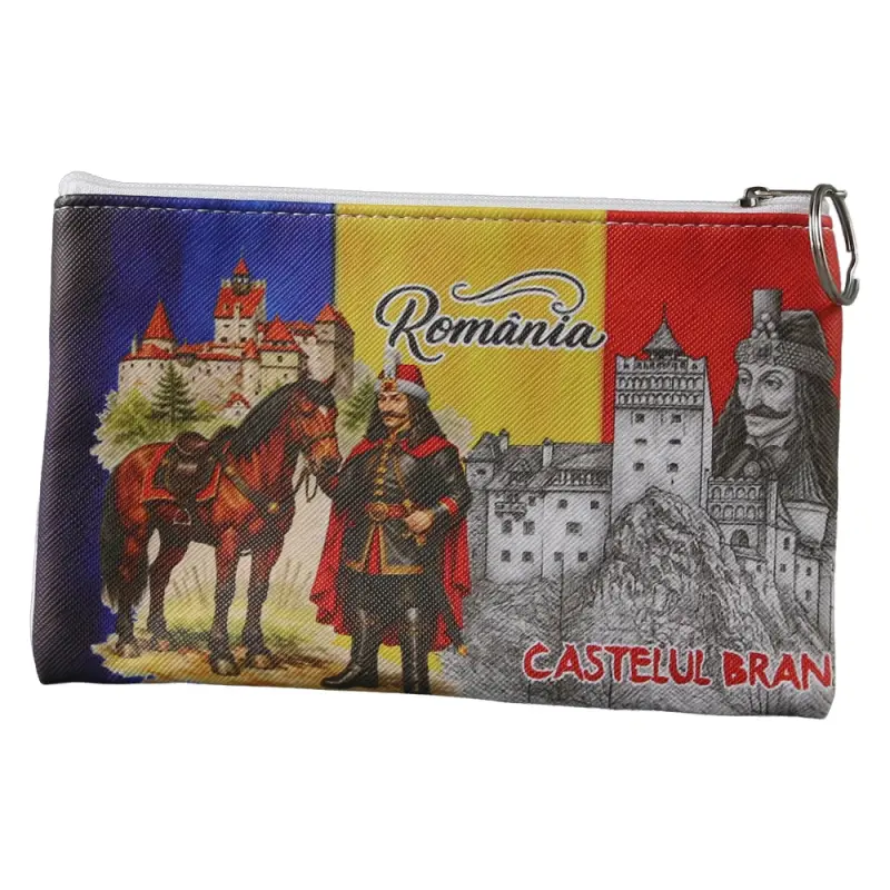 Breloc tip gentuta suvenir romania cu fermoar si breloc 17 x 10.5 cm – castelul bran si vlad tepes