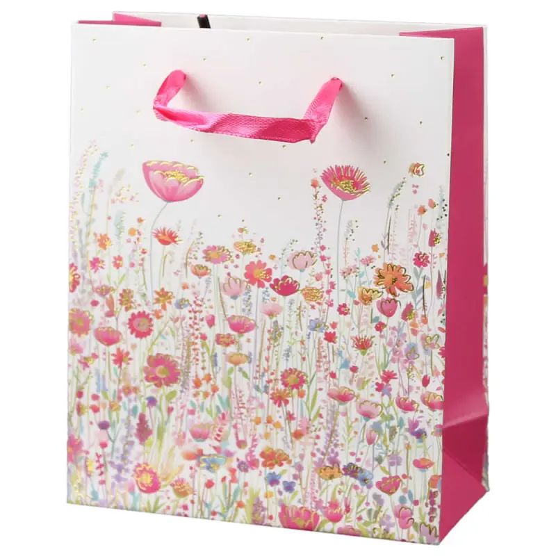 Punga cadou din hartie 11×14 cm, flori de camp