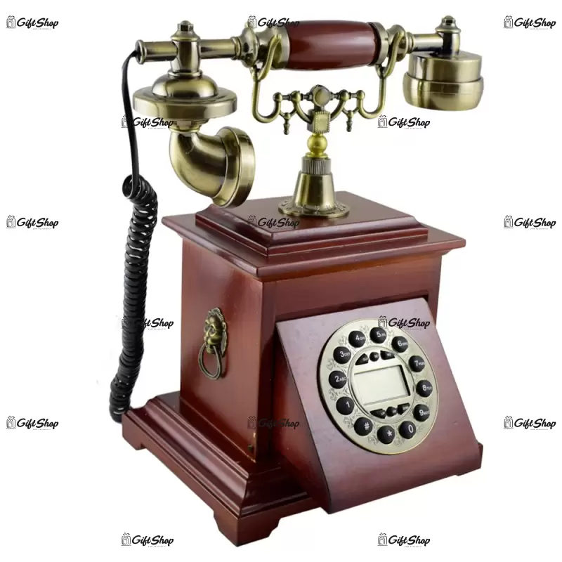 Telefon antic realizat din lemn cu usita