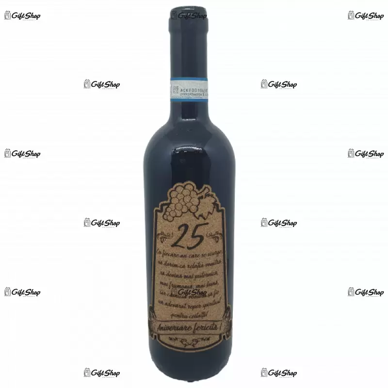 Aniversare fericita 25 de ani, vin rosu cabernet sauvignon, demisec, 750ml, 13.5% alcool