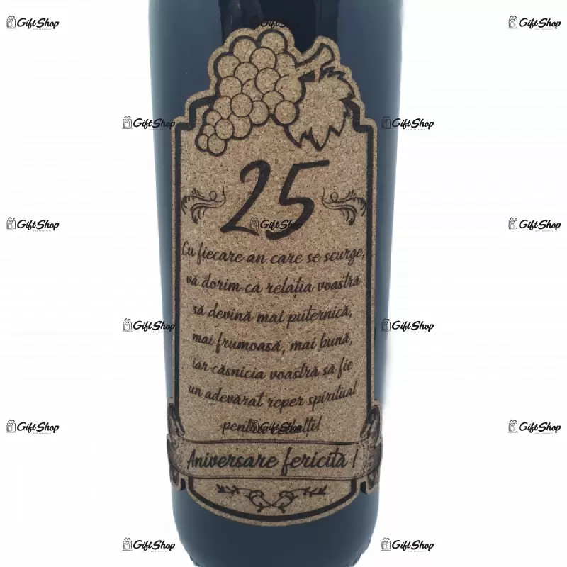 Aniversare fericita 25 de ani, vin rosu cabernet sauvignon, demisec, 750ml, 13.5% alcool
