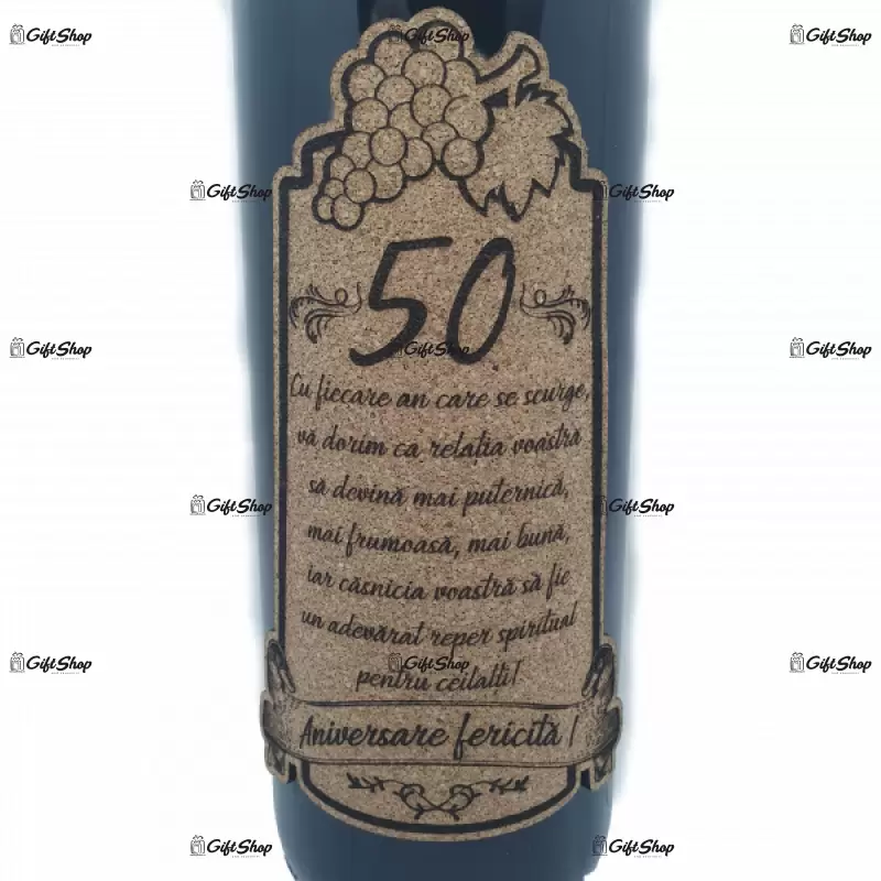 Aniversare fericita 50 de ani, vin rosu cabernet sauvignon, demisec, 750ml, 13.5% alcool
