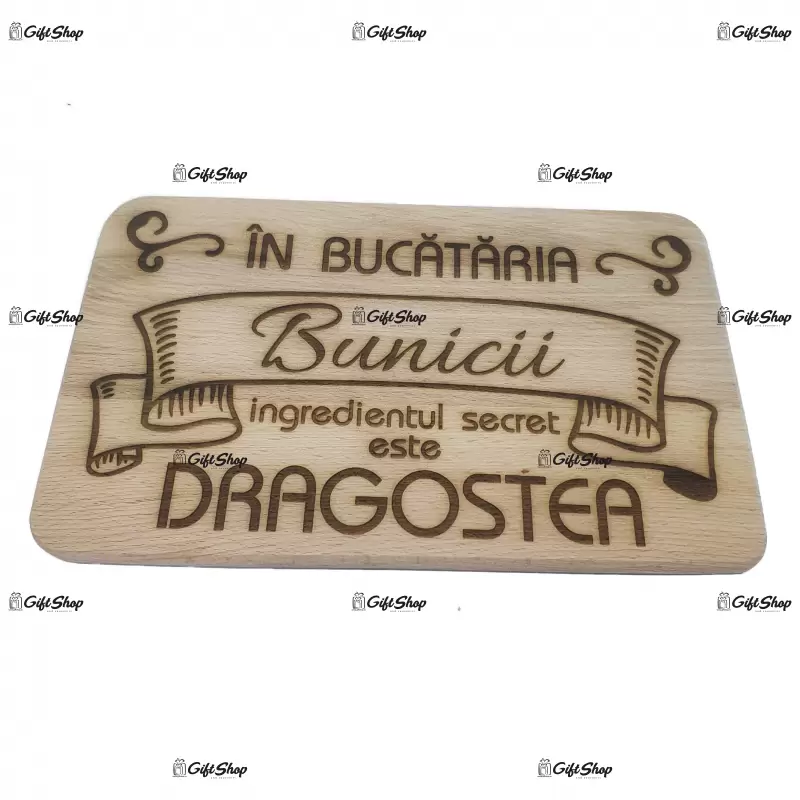 In bucataria bunici igredientul secret este dragostea, blat din lemn cu mesaj