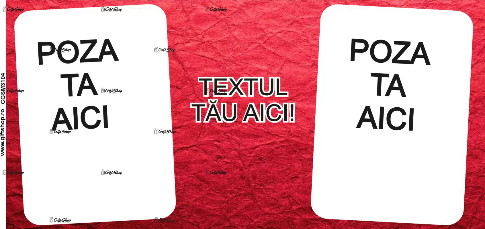 Cana, personalizata cu  2 poze si 1 text, 330ml, model  3104