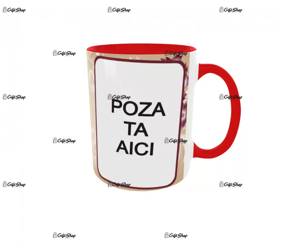 Cana, personalizata cu  2 poze si 1 text, 330ml, model  3105