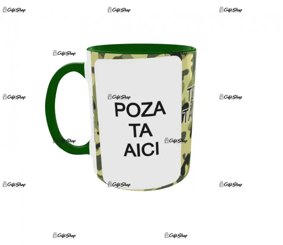 Cana, personalizata cu  2 poze si 1 text, 330ml, model  3110