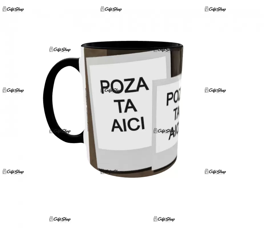 Cana, personalizata cu  2 poze si 1 text, 330ml, model  3114