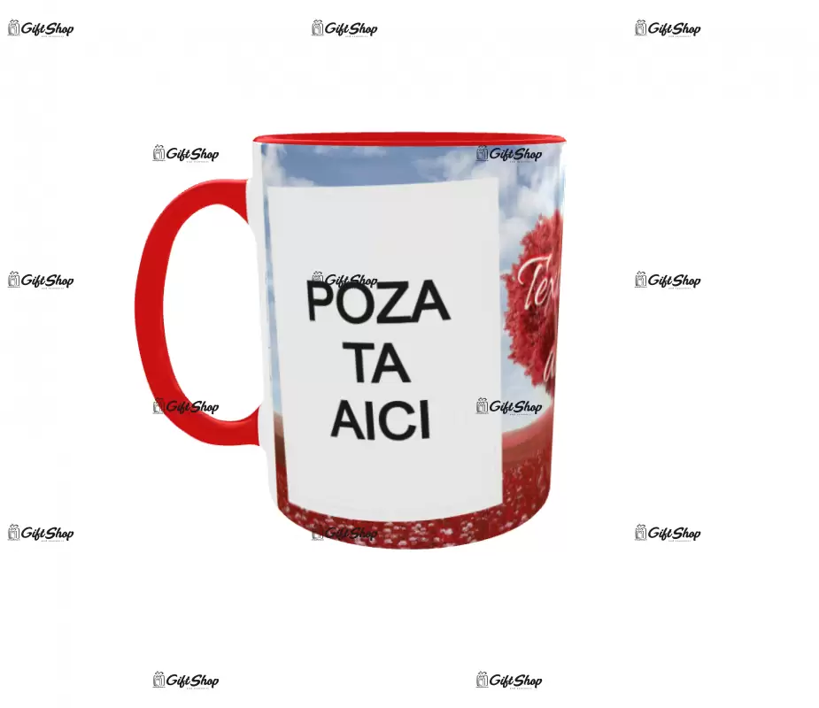 Cana, personalizata cu 2 poze si 1 text, 330ml, model 3120
