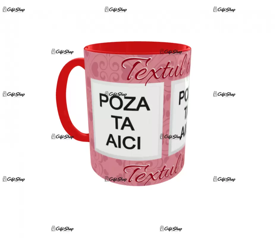 Cana, personalizata cu 3 poze si 1 text, 330ml, model 3127