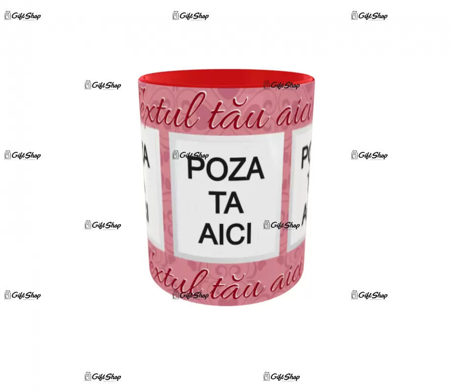 Cana, personalizata cu 3 poze si 1 text, 330ml, model 3127