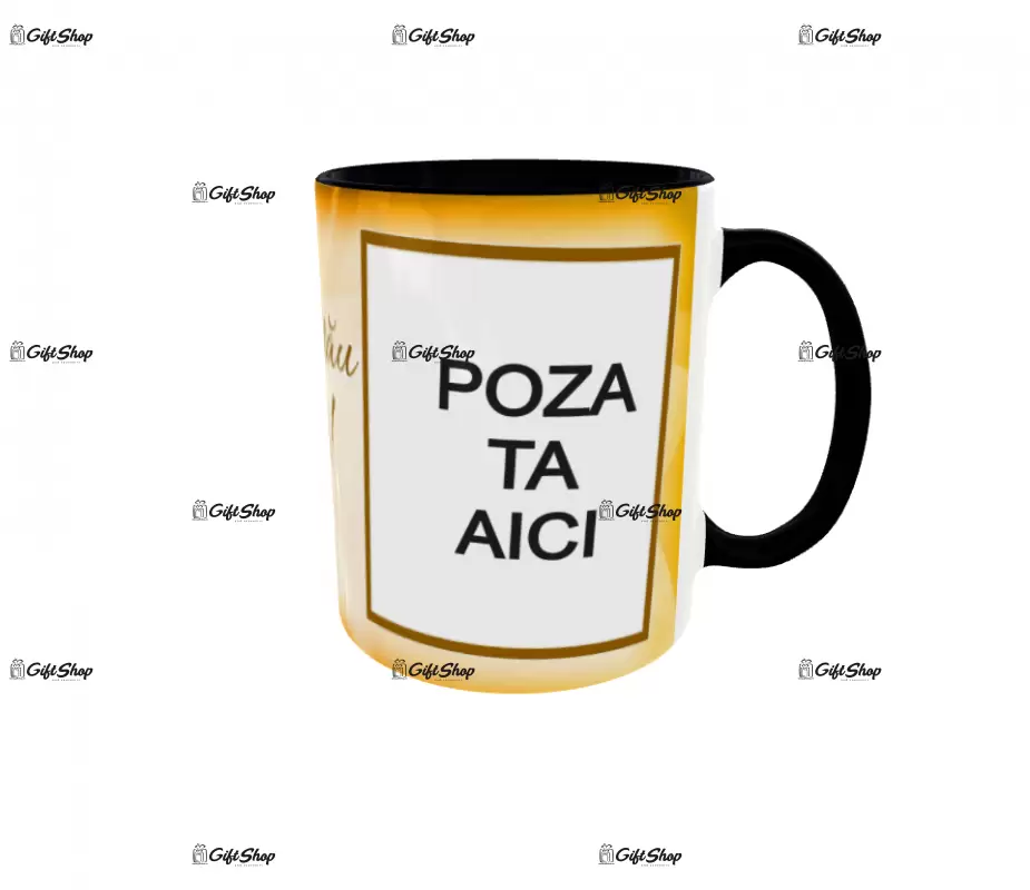 Cana, personalizata cu 2 poze si 1 text, 330ml, model 3144