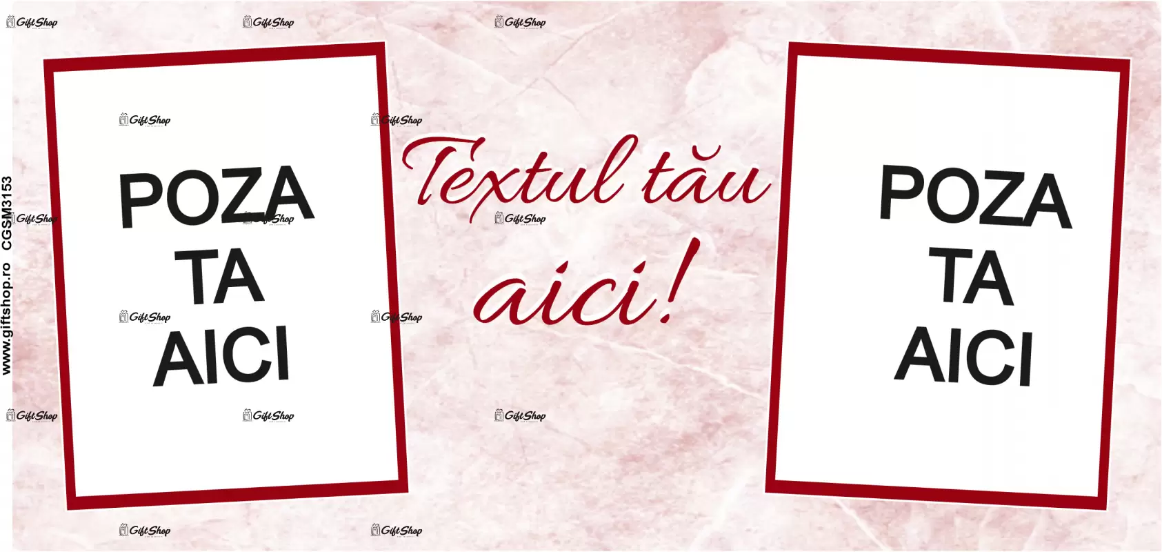 Cana, personalizata cu 2 poze si text, 330ml, model 3153
