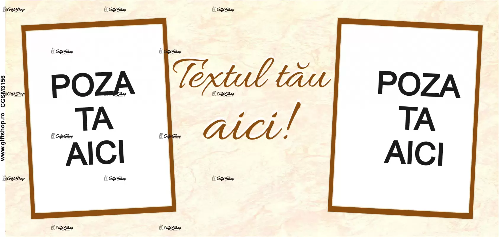 Cana, personalizata cu 2 poze si text, 330ml, model 3156
