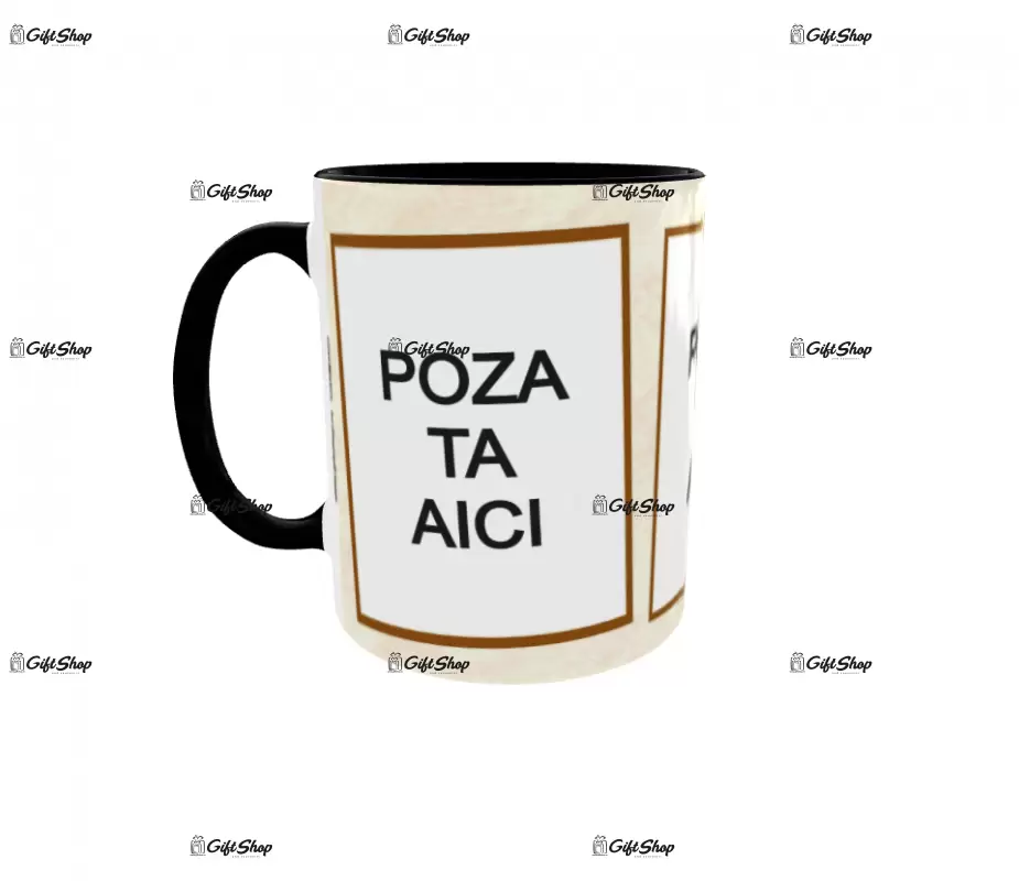 Cana, personalizata cu 3 poze si text, 330ml, model 3157