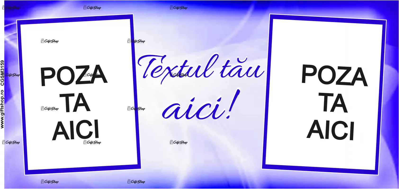 Cana, personalizata cu 2 poze si text, 330ml, model 3159