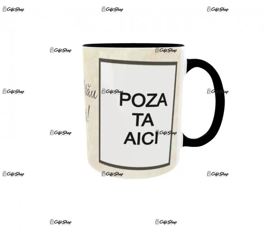 Cana, personalizata cu 2 poze si text, 330ml, model 3168
