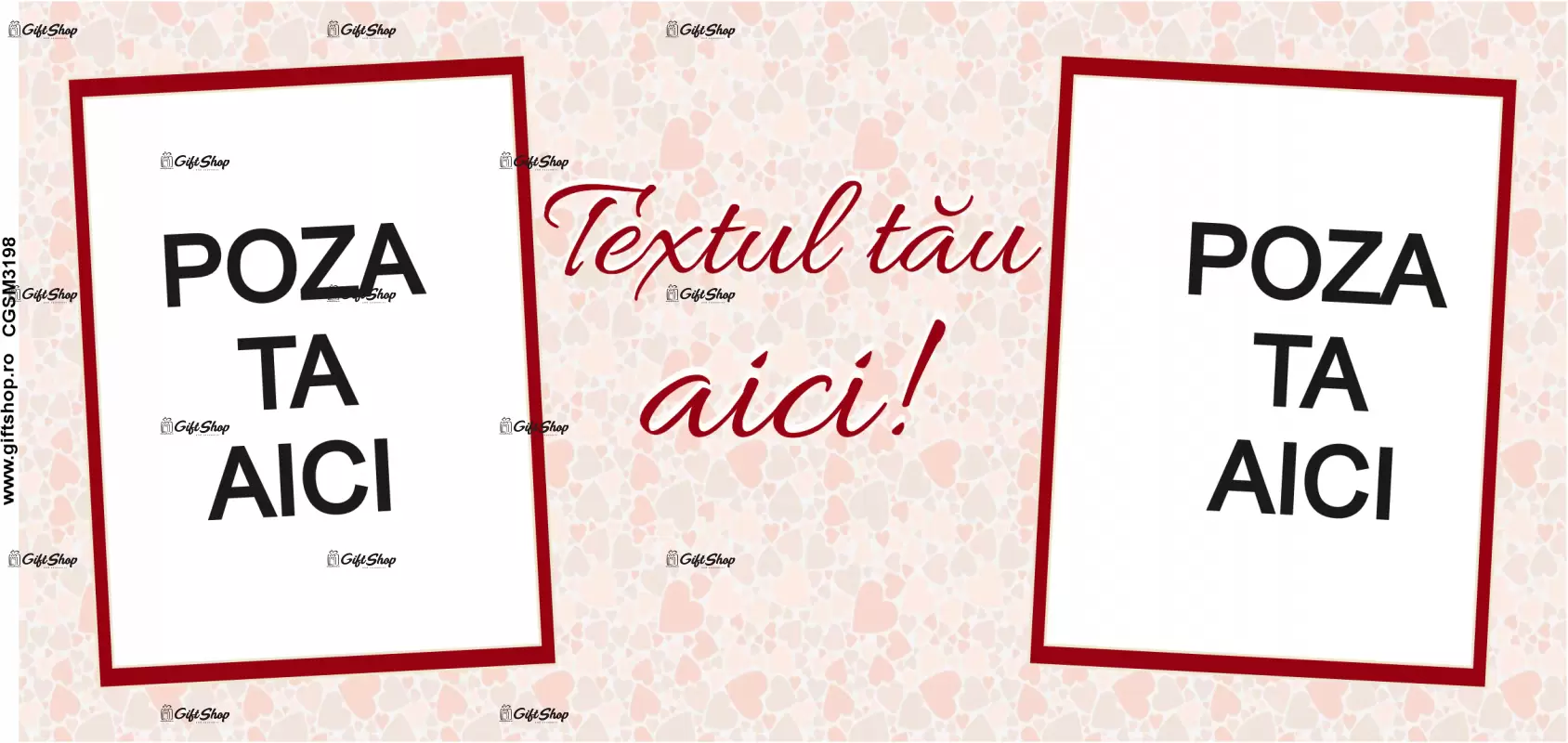 Cana, personalizata cu 2 poze si text, 330ml, model 3198