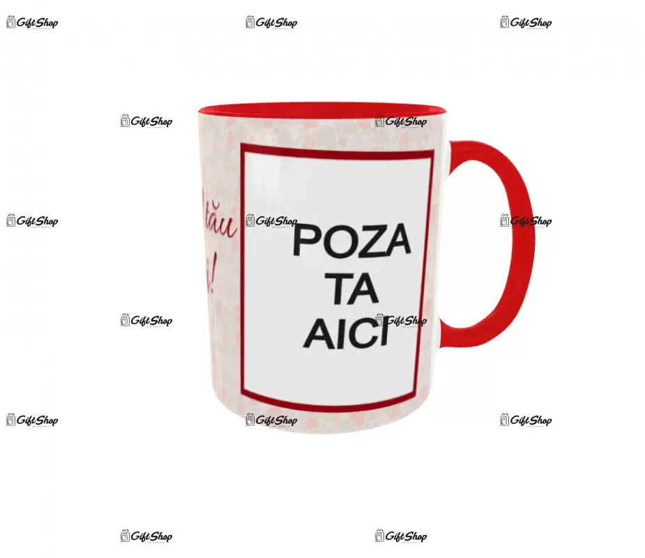 Cana, personalizata cu 2 poze si text, 330ml, model 3198