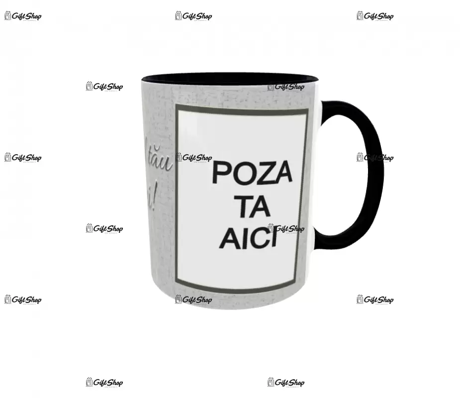 Cana, personalizata cu 2 poze si text, 330ml, model 3201