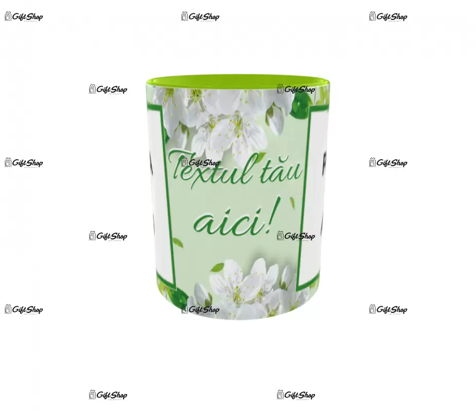 Cana personalizata gift shop cu 2 poze si 1 text, din ceramica, 330ml, model 3204