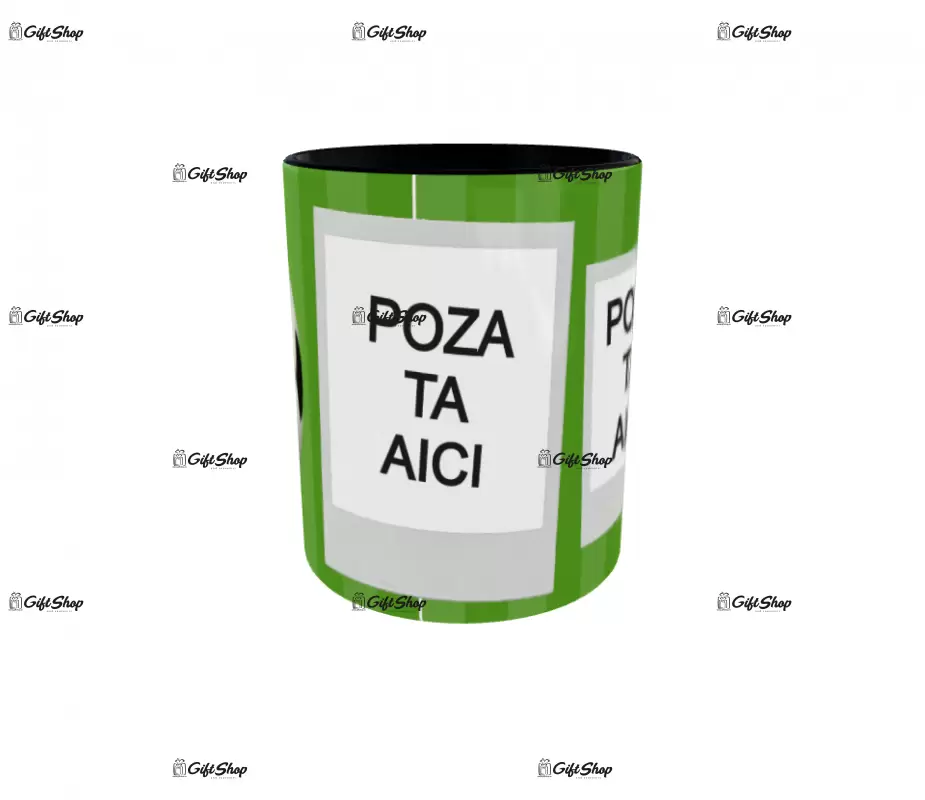 Cana, personalizata cu 2 poze si text, 330ml, model 3210