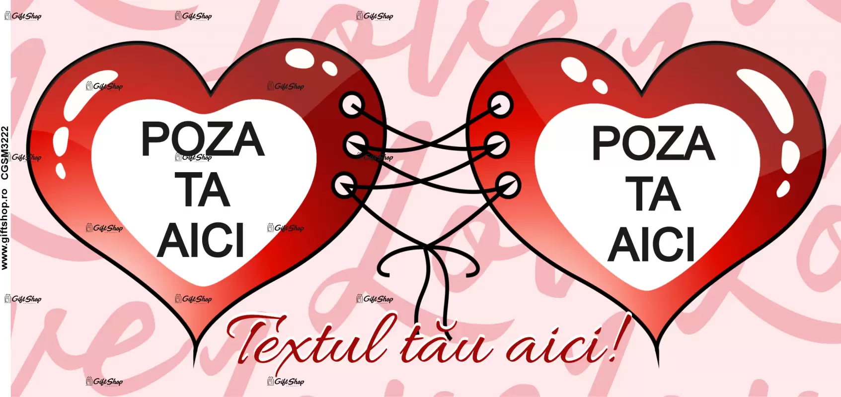 Cana, personalizata cu 2 poze si text, 330ml, model 3222