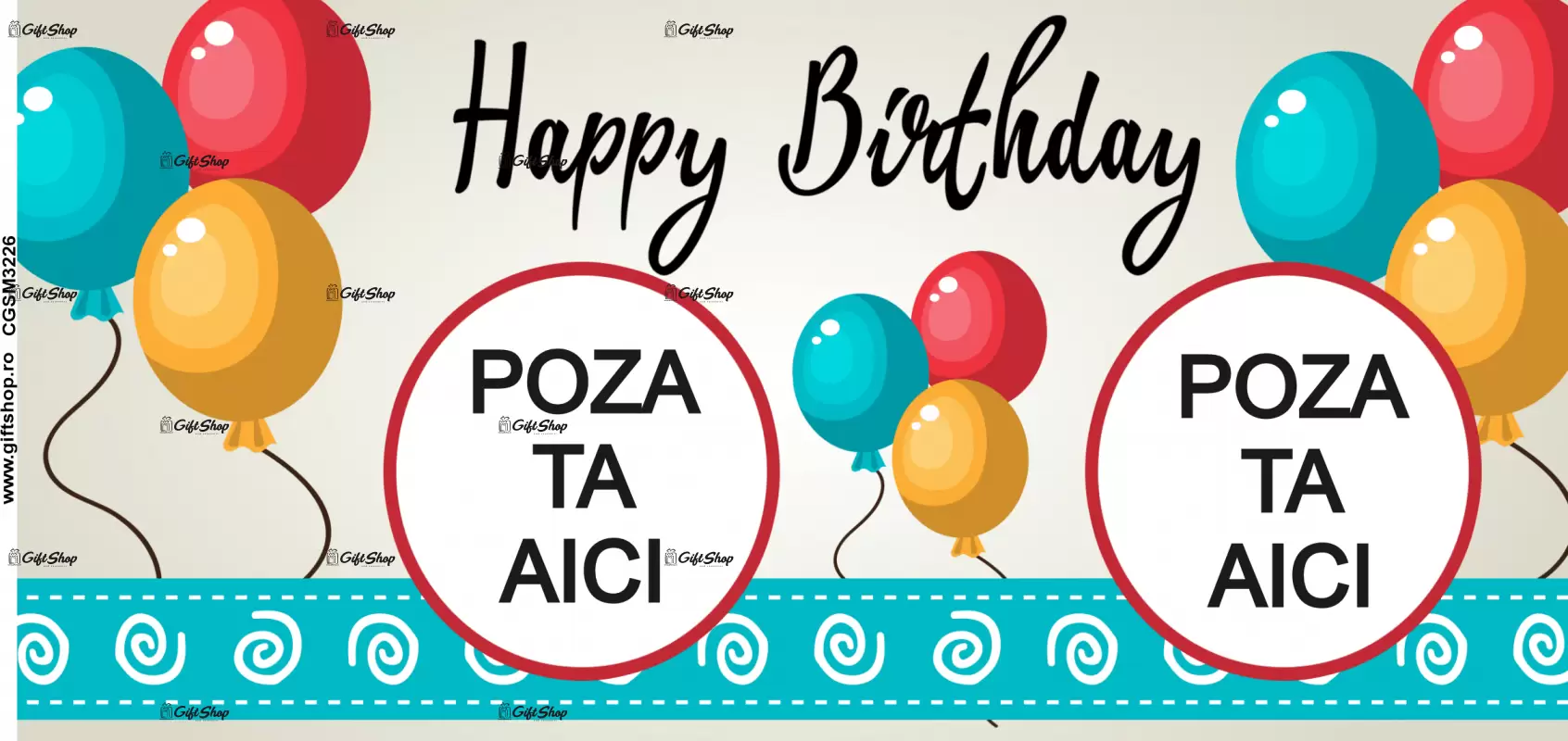 Happy birthday, cana personalizata cu 2 poze , 330ml, model 3226