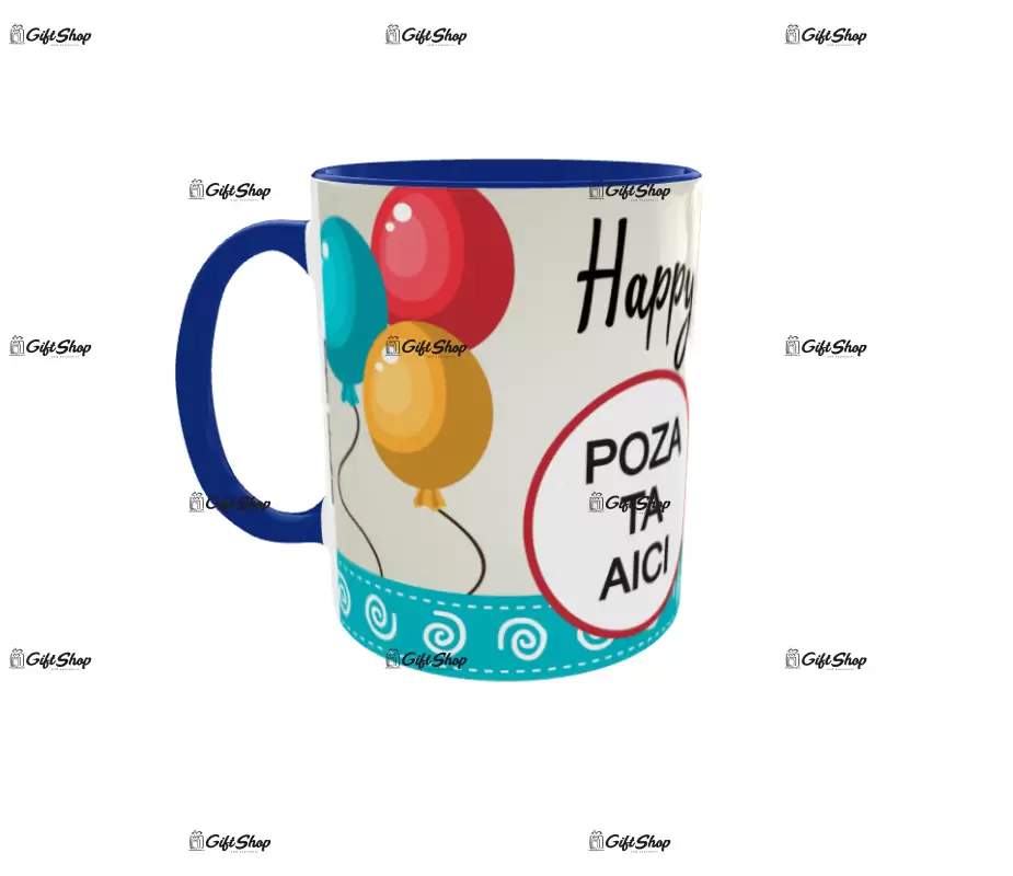 Happy birthday, cana personalizata cu 2 poze , 330ml, model 3226
