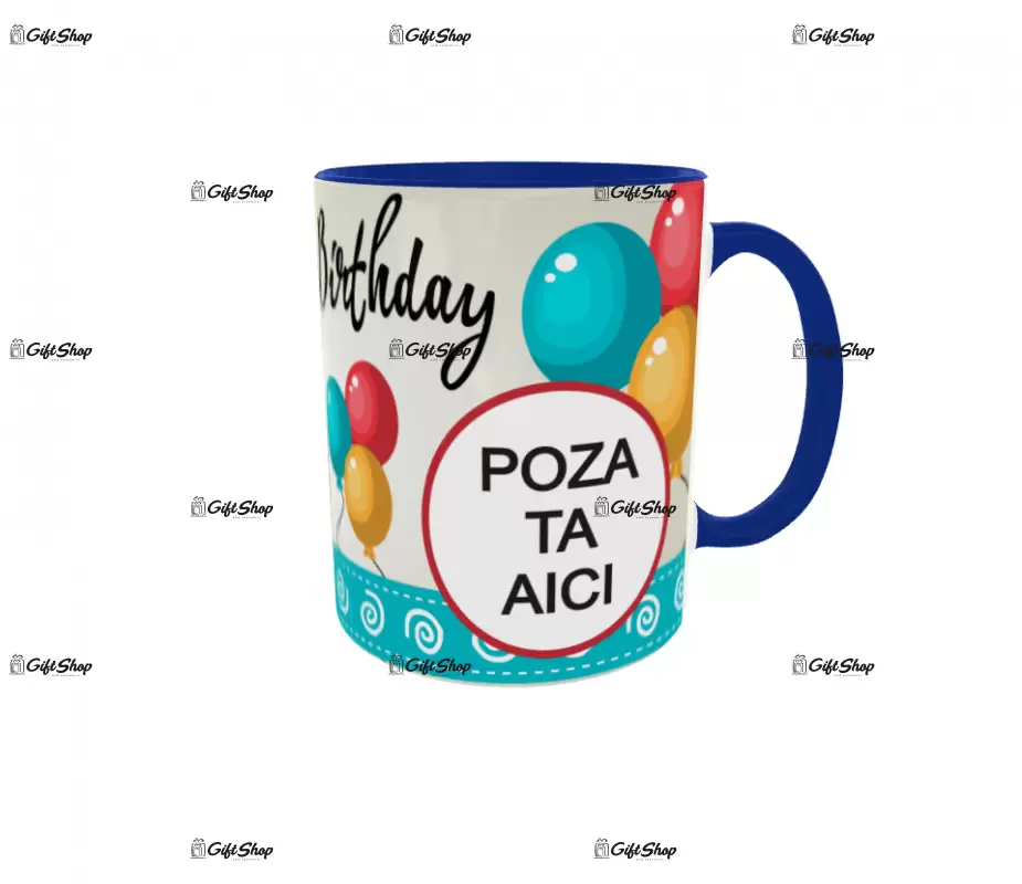 Happy birthday, cana personalizata cu 2 poze , 330ml, model 3226