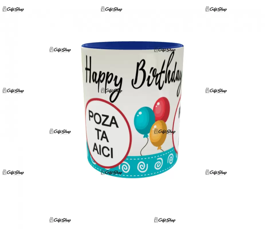 Happy birthday, cana personalizata cu 2 poze , 330ml, model 3226