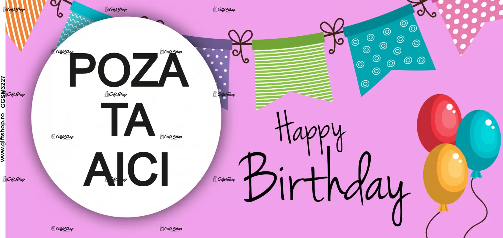 Happy birthday, cana personalizata cu poza si text, 330ml, model 3227