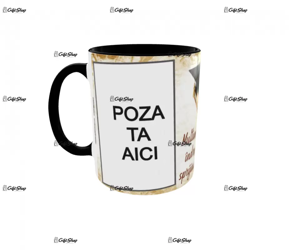 Multumim pentru indrumare, cana personalizata cu 2 poze si text, 330ml, model 3232